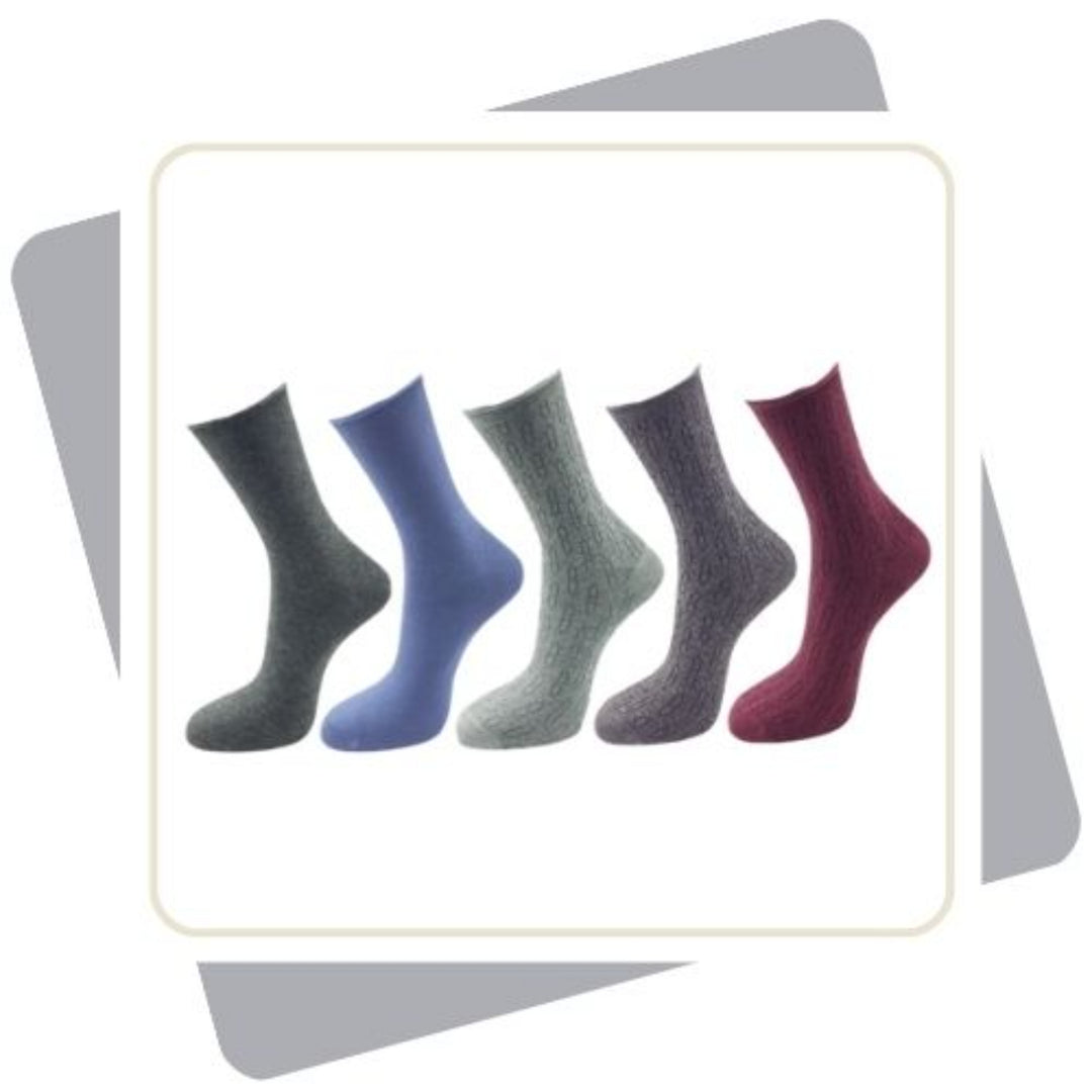 Damen Baumwollsocken mit Rollrand / 5 Paar