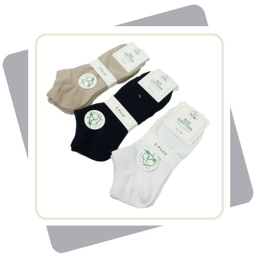 Damen Sneakersocken mit Bio-Baumwolle / 3 Paar