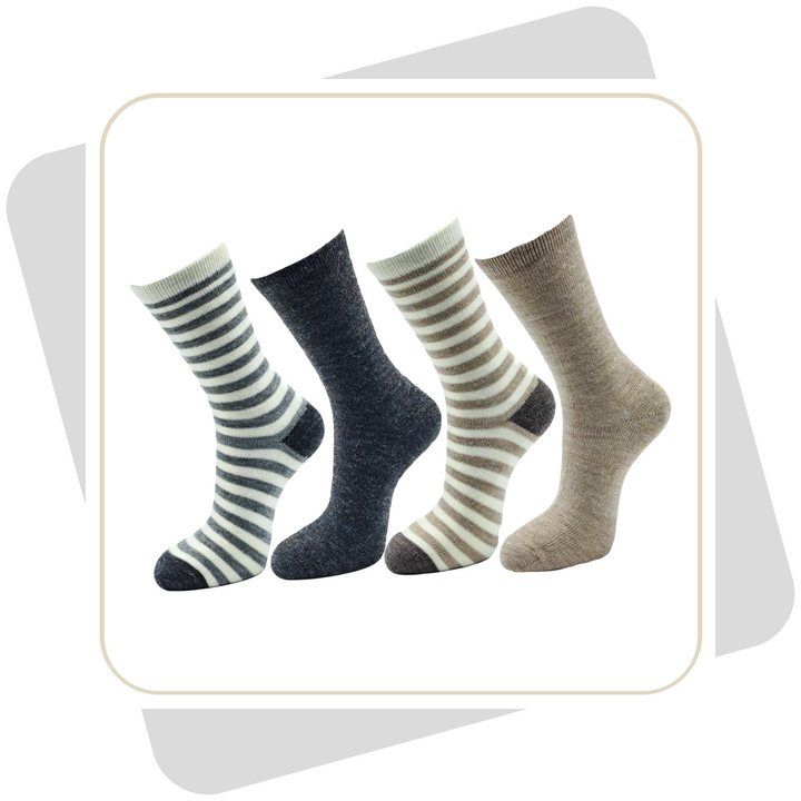 Damen Wollsocken mit Alpaka Ringel, dünne Qualität / 2 Paar