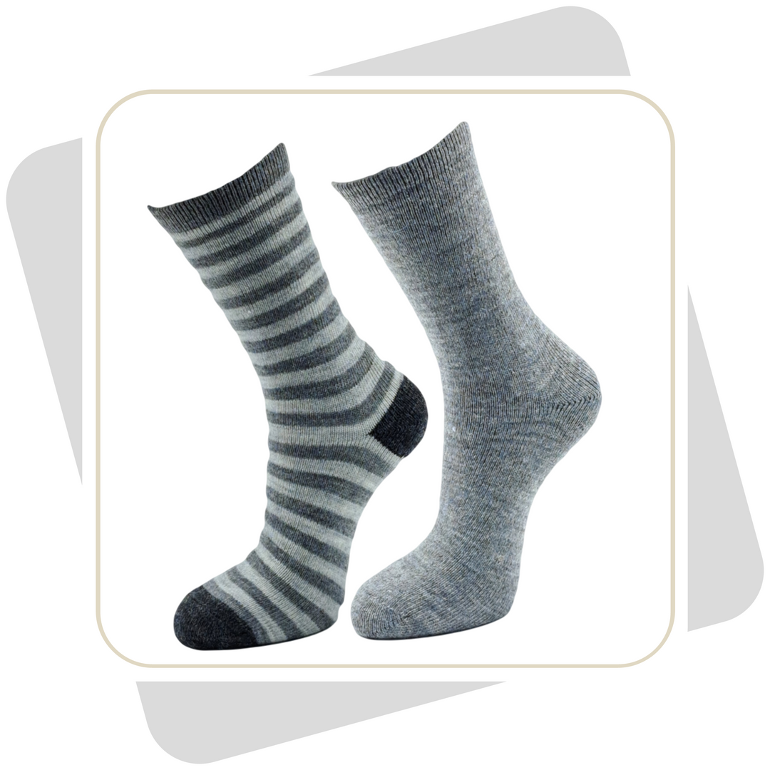 Herren Wollsocken mit Alpaka, geringelt, dünne Qualität / 2 Paar