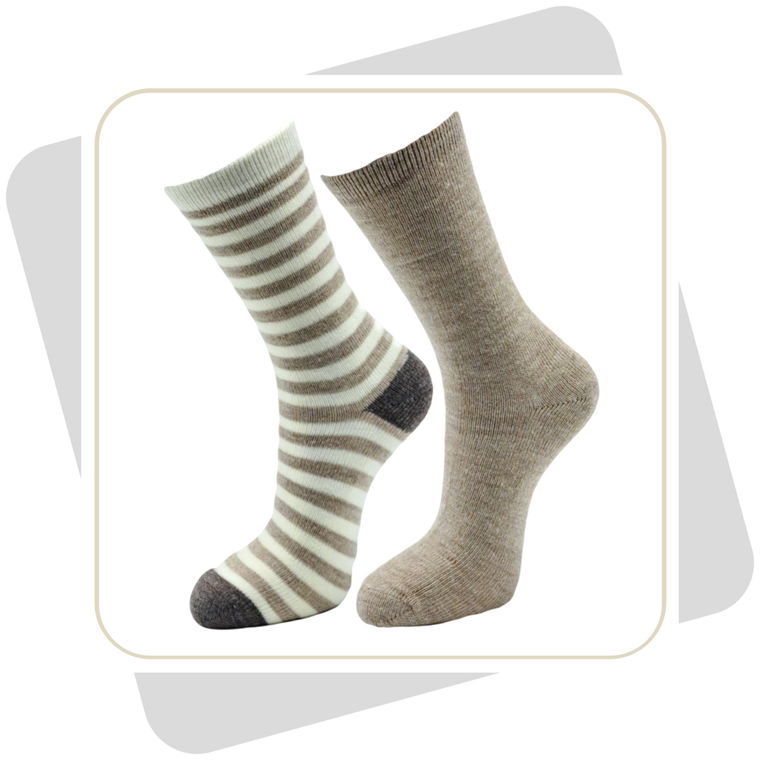 Herren Wollsocken mit Alpaka, geringelt, dünne Qualität / 2 Paar