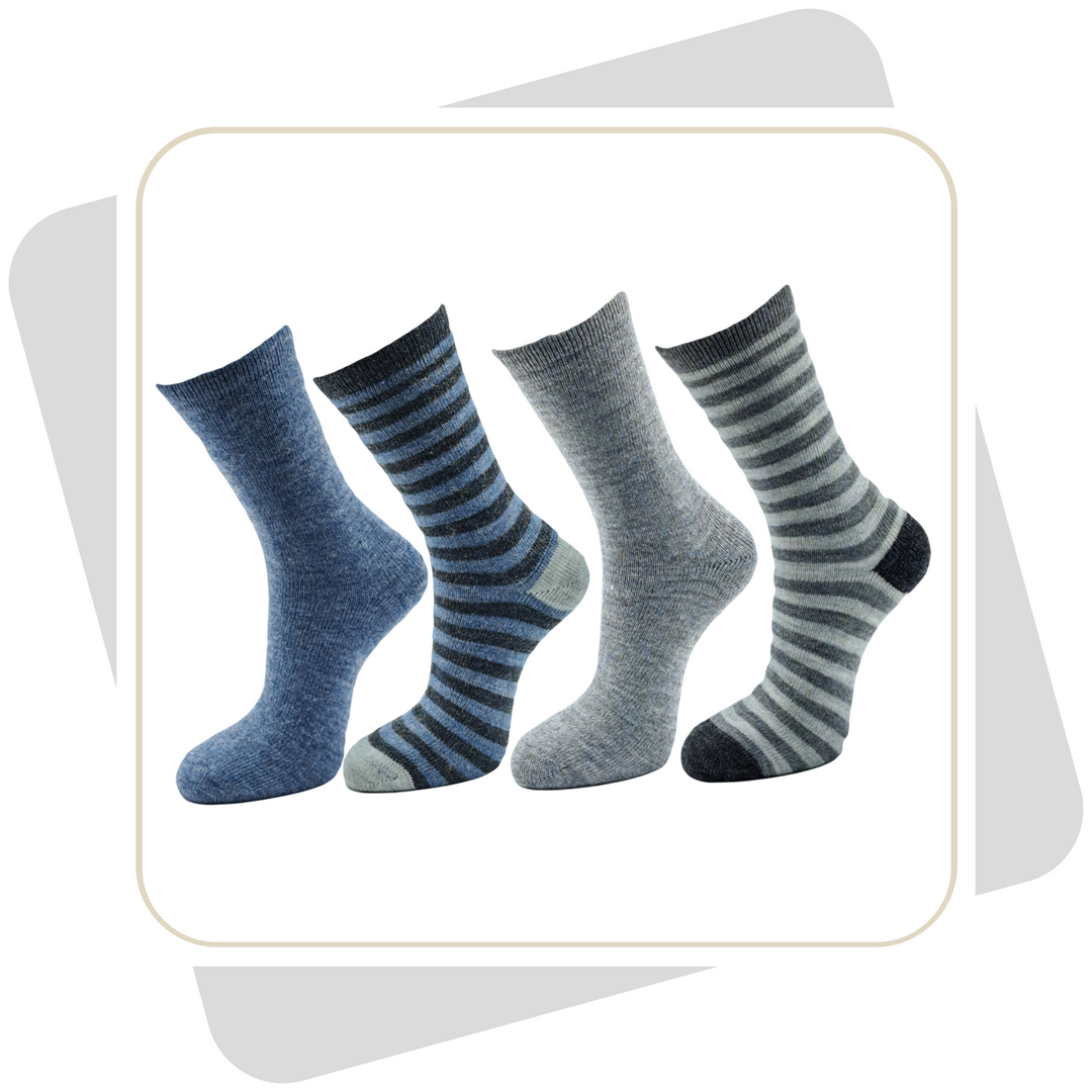 Herren Wollsocken mit Alpaka, geringelt, dünne Qualität / 2 Paar