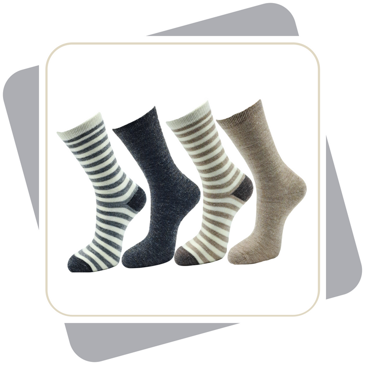 Herren Wollsocken mit Alpaka, geringelt, dünne Qualität / 2 Paar