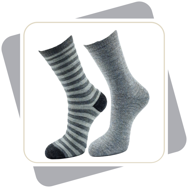 Herren Wollsocken mit Alpaka, geringelt, dünne Qualität / 2 Paar