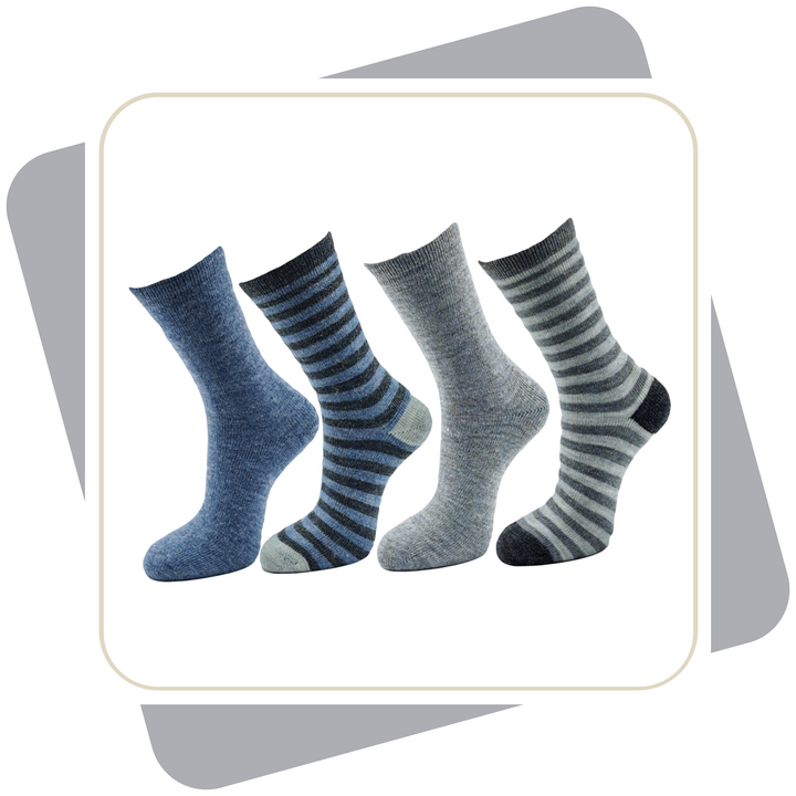 Herren Wollsocken mit Alpaka, geringelt, dünne Qualität / 2 Paar