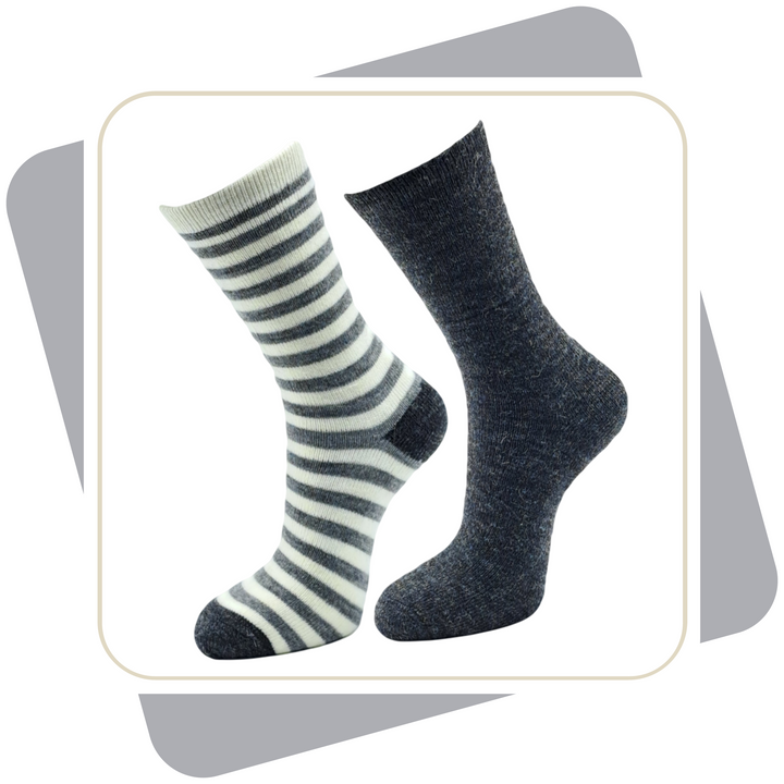 Herren Wollsocken mit Alpaka, geringelt, dünne Qualität / 2 Paar