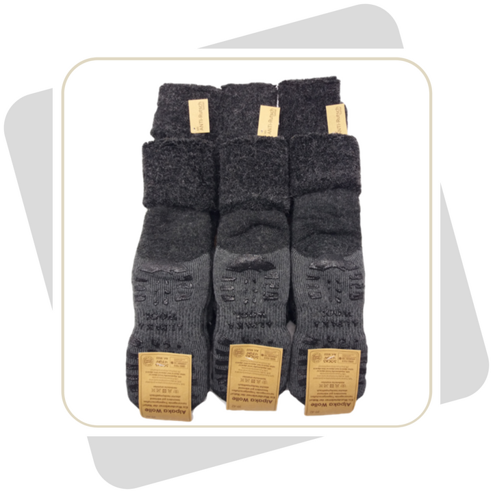 Damen Homesocks, ABS, mit Alpakawolle extra-flauschig- gefüttert \ 2 Paar