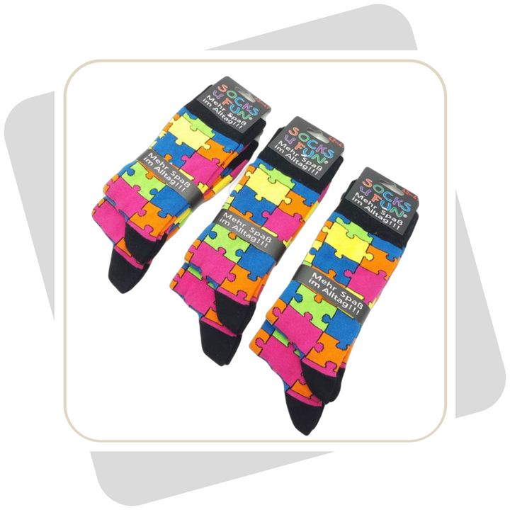 Damen Baumwollsocken – Puzzlemuster / 2 Paar