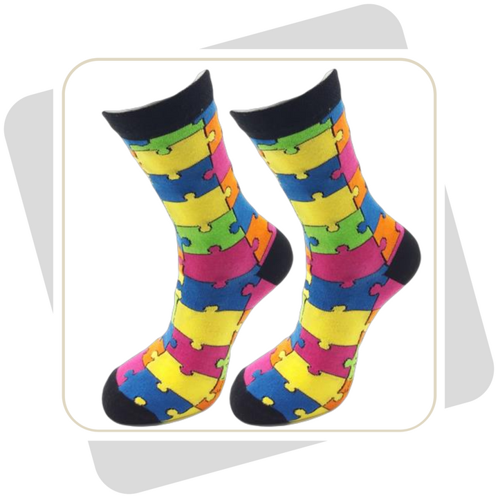 Damen Baumwollsocken – Puzzlemuster / 2 Paar