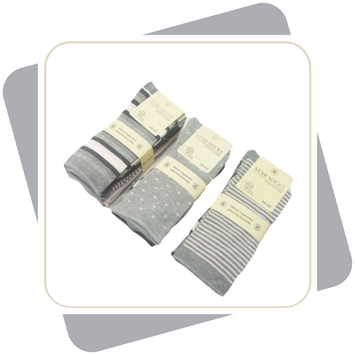 Damen Baumwollsocken mit Rollrand / 5 Paar