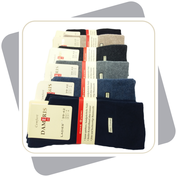 Damen Baumwollsocken ohne Gummi / 3 Paar