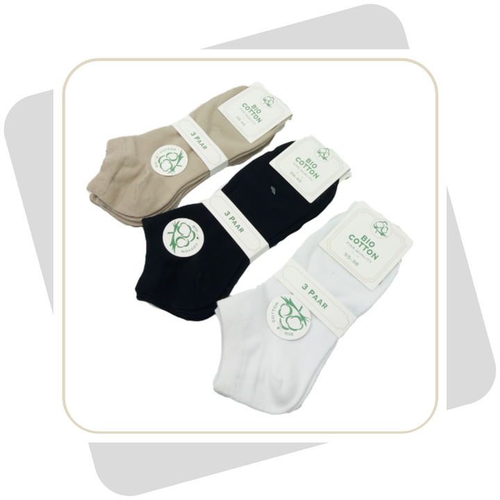 Herren Sneakersocken mit Bio-Baumwolle / 3 Paar