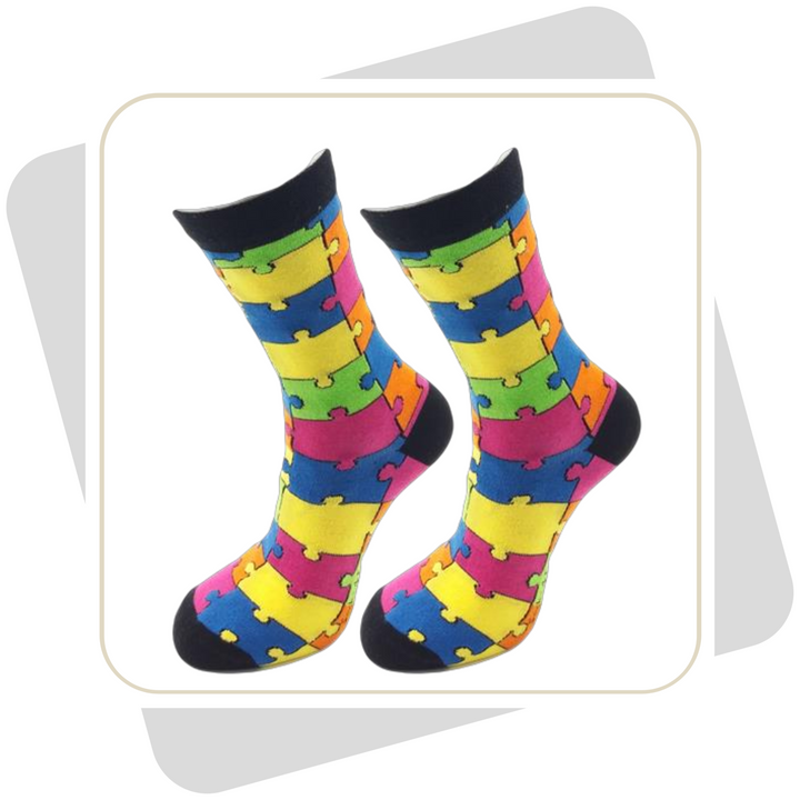 Damen Baumwollsocken – Puzzlemuster / 2 Paar