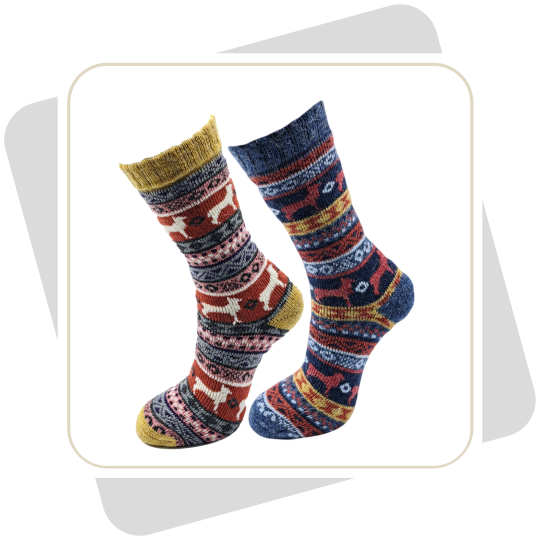 Damen Wollsocken mit Alpaka und Merinowolle, schwere Qualität \ 2 Paar