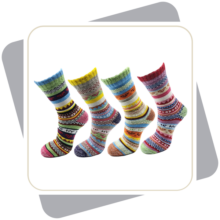 Damen Wollsocken, bunt, schwere Qualität 2 Paar