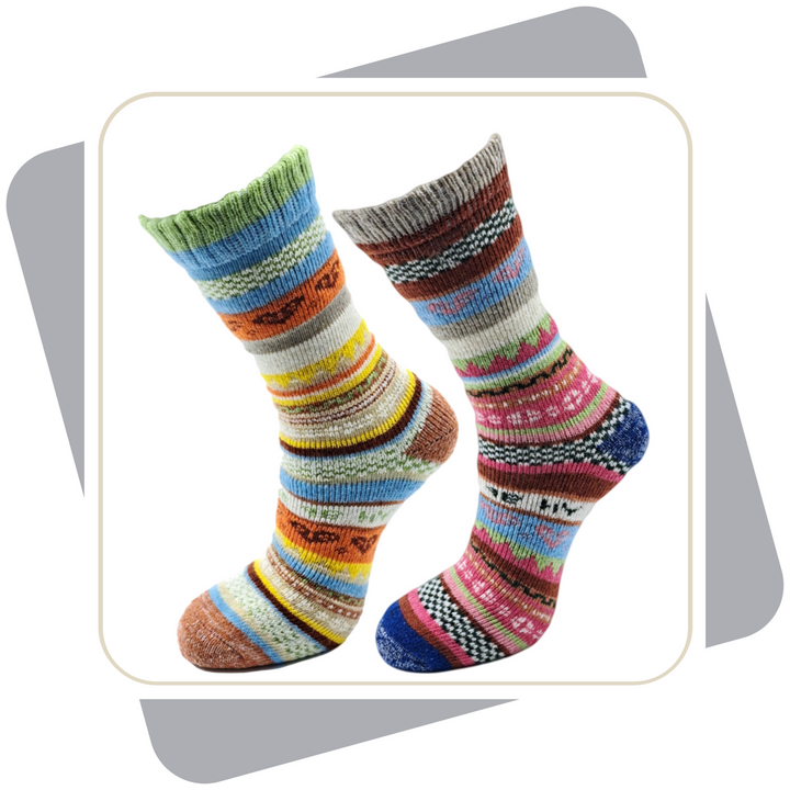 Damen Wollsocken, bunt, schwere Qualität 2 Paar