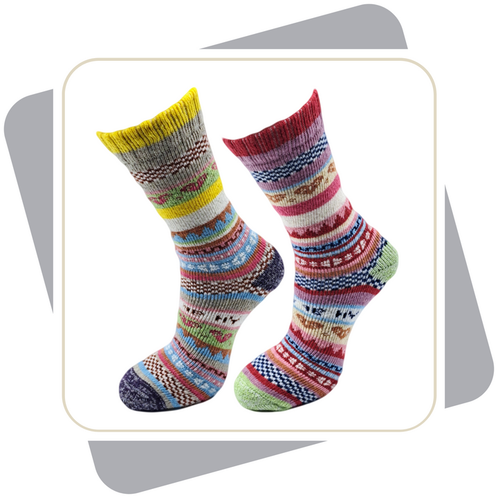 Damen Wollsocken, bunt, schwere Qualität 2 Paar