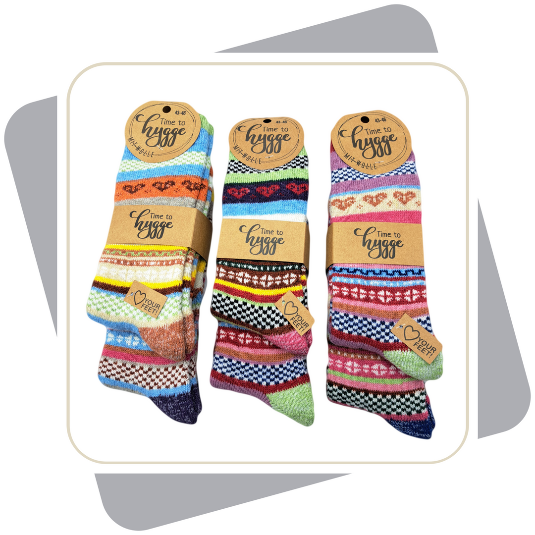 Damen Wollsocken, bunt, schwere Qualität 2 Paar