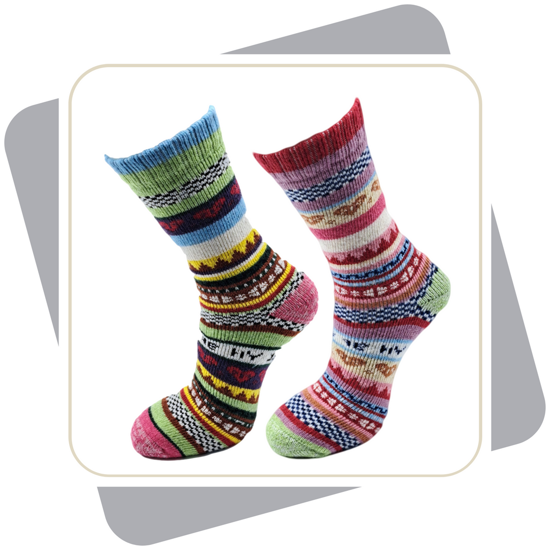 Damen Wollsocken, bunt, schwere Qualität 2 Paar