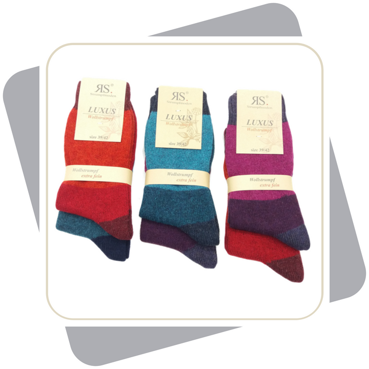 Damen Wollsocken, bunt / 2 Paar