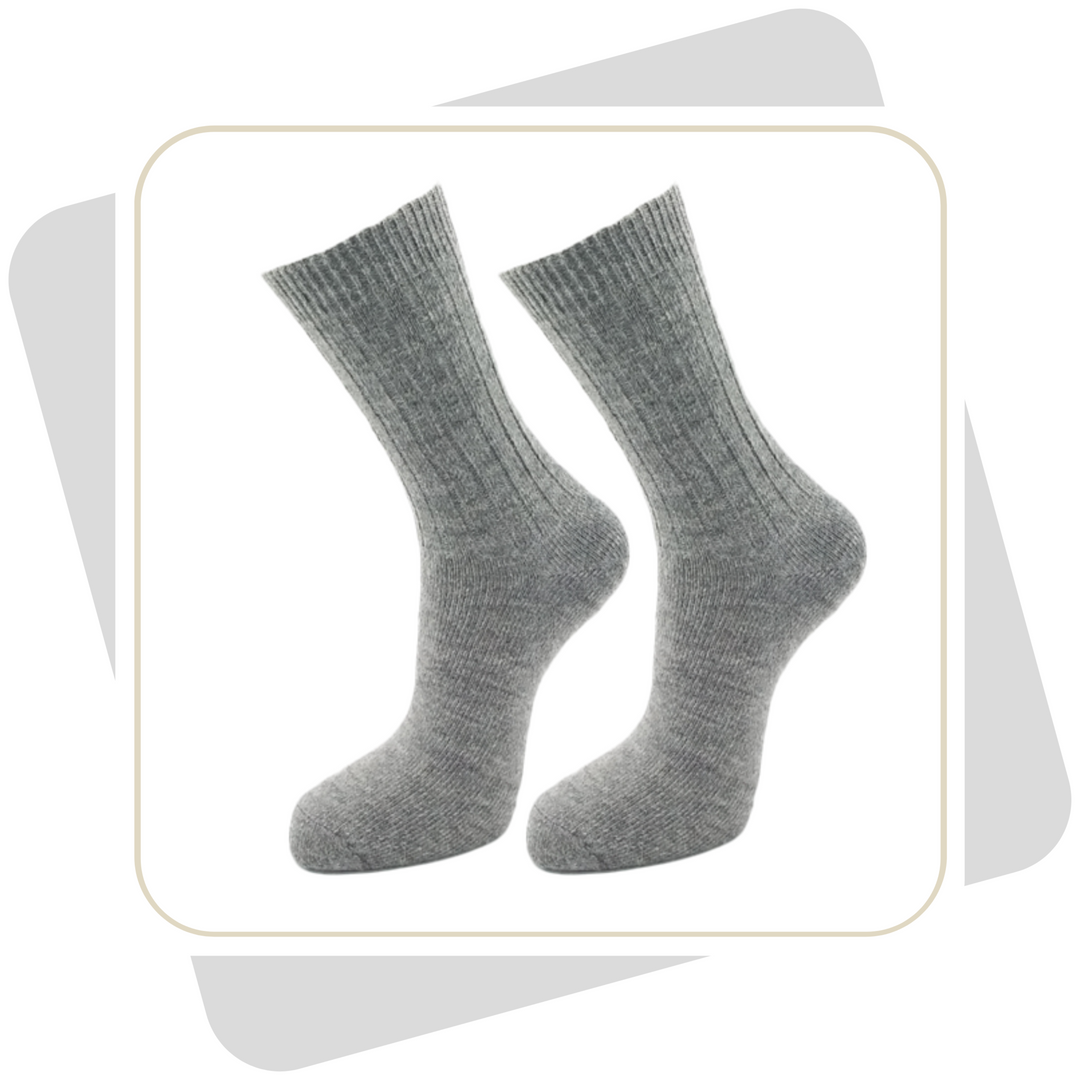 Herren 100% Wollsocken mit Alpaka und Schafwolle, dünne Qualität / 2 Paar