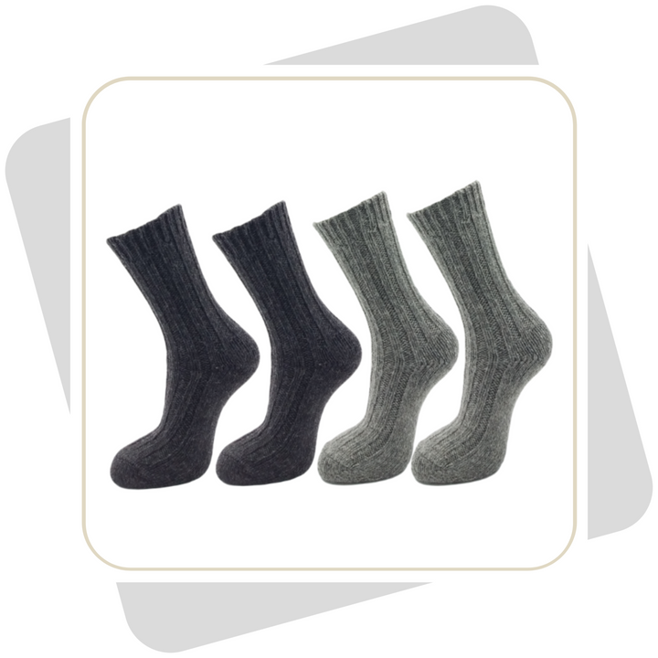 Herren 100% Wollsocken mit Alpaka und Schafwolle, schwere Qualität / 2 Paar