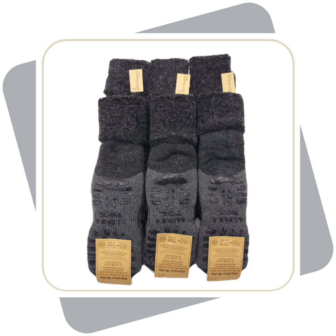 Herren Homesocks, ABS, mit Alpakawolle, extra-flauschig- gefüttert \ 2 Paar