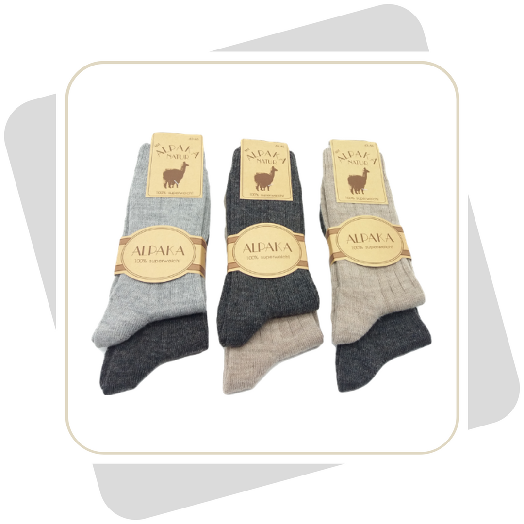 Herren Wollsocken mit Alpaka, dünne Qualität / 2 Paar