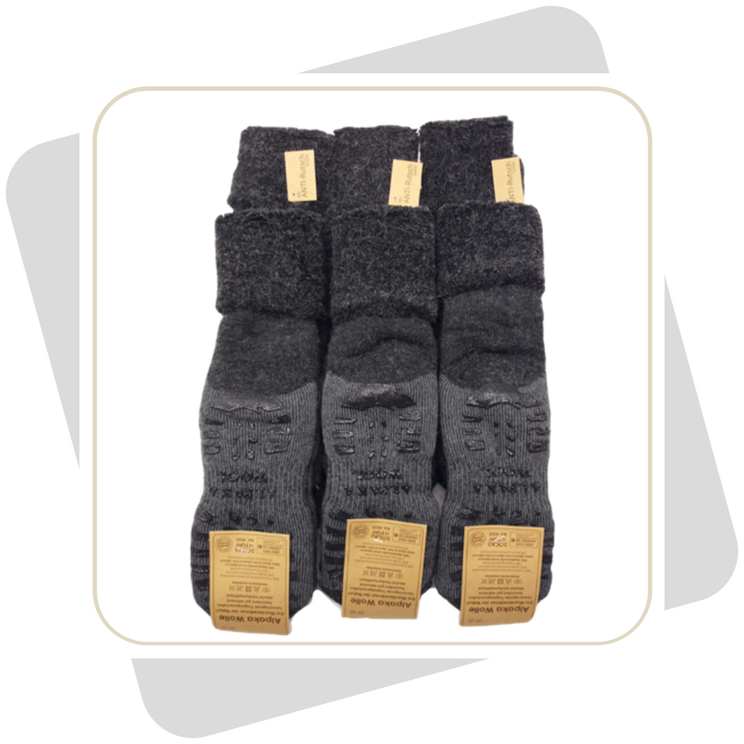 Herren Homesocks, ABS, mit Alpakawolle, extra-flauschig- gefüttert \ 2 Paar