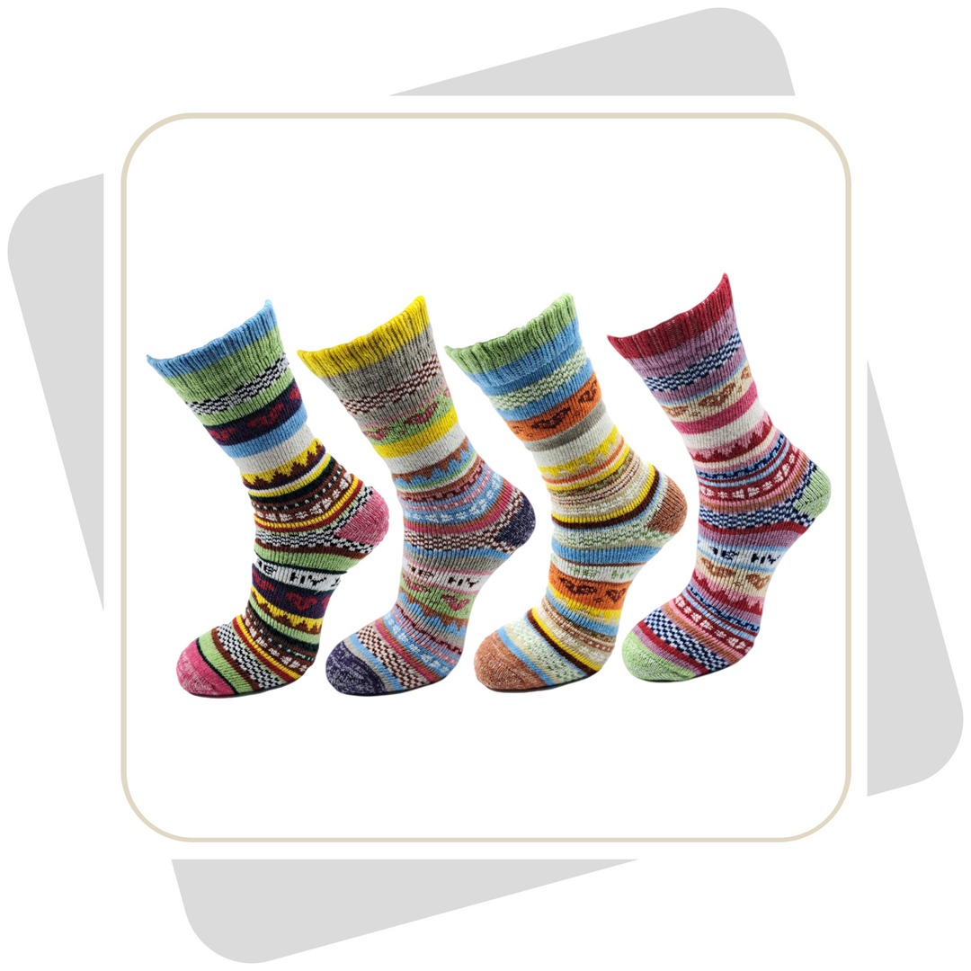 Damen Wollsocken, bunt, schwere Qualität 2 Paar