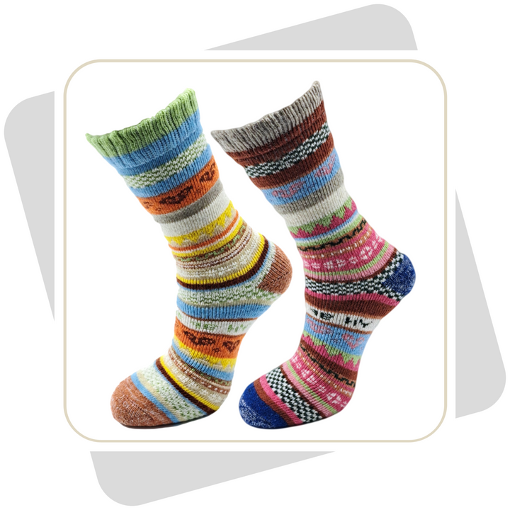 Damen Wollsocken, bunt, schwere Qualität 2 Paar