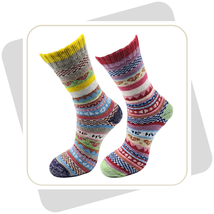 Damen Wollsocken, bunt, schwere Qualität 2 Paar