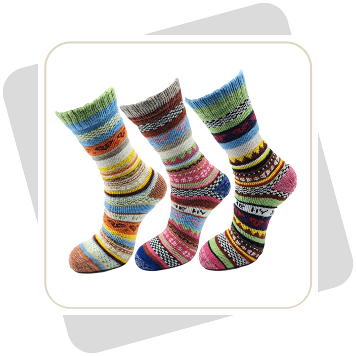 Damen Wollsocken, bunt, schwere Qualität 2 Paar