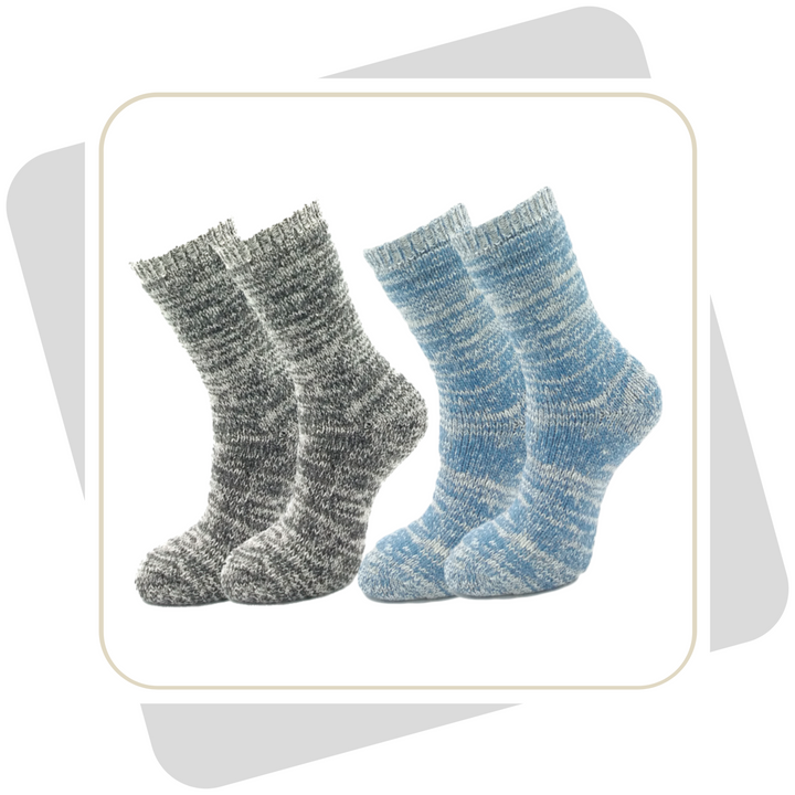 Damen Thermo Wollsocken, innen geraut mit Umschlag / 1 Paar