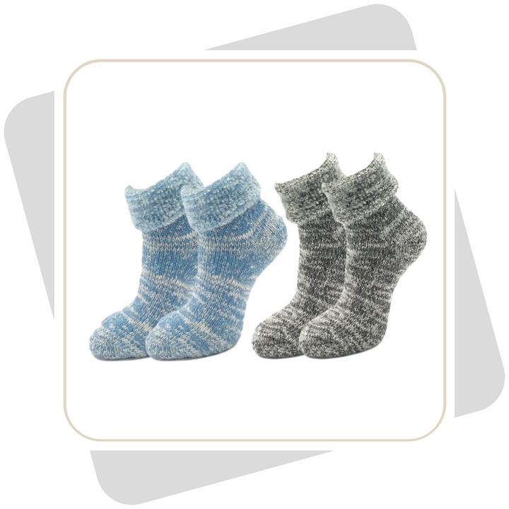 Damen Thermo Wollsocken, innen geraut mit Umschlag / 1 Paar