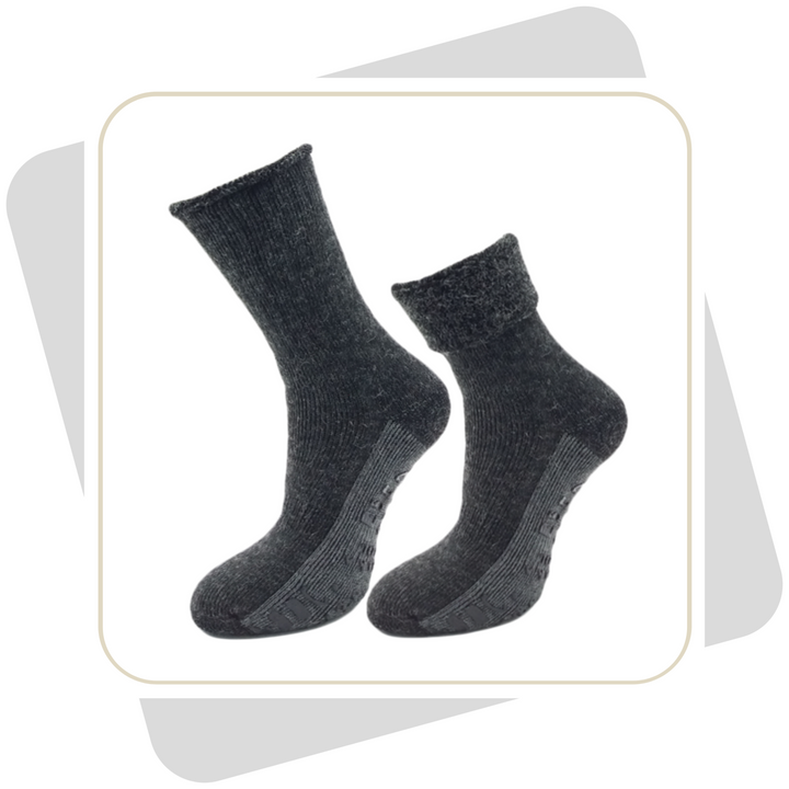 Damen Homesocks, ABS, mit Alpakawolle extra-flauschig- gefüttert \ 2 Paar