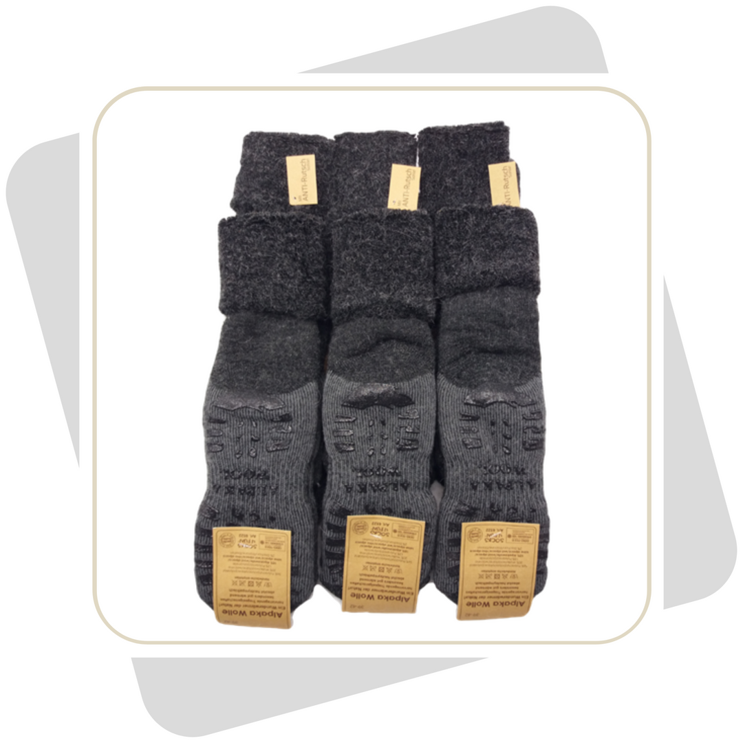 Herren Homesocks, ABS, mit Alpakawolle, extra-flauschig- gefüttert \ 2 Paar