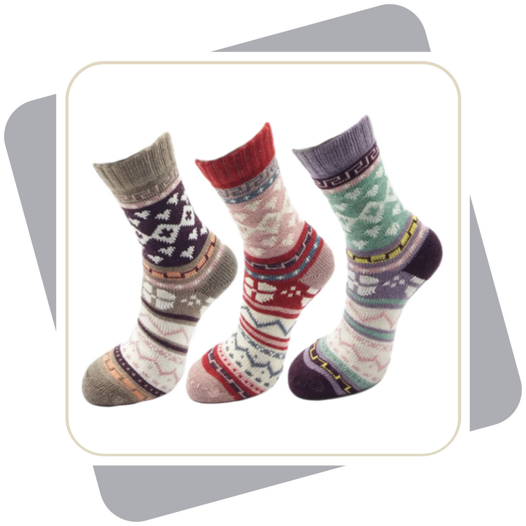 Damen Wollsocken mit Baumwolle / 3 Paar