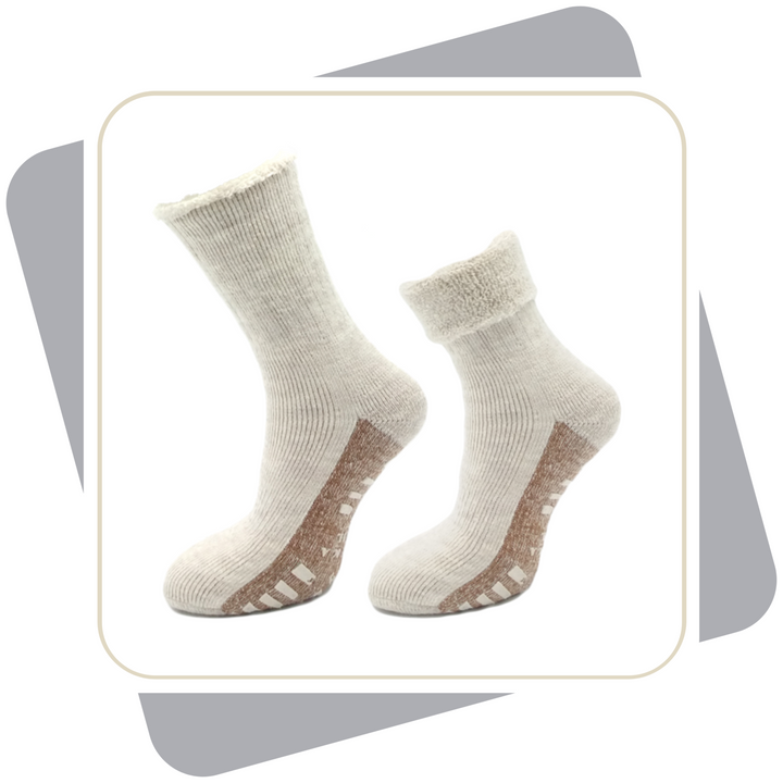 Damen Homesocks, ABS, mit Alpakawolle extra-flauschig- gefüttert \ 2 Paar