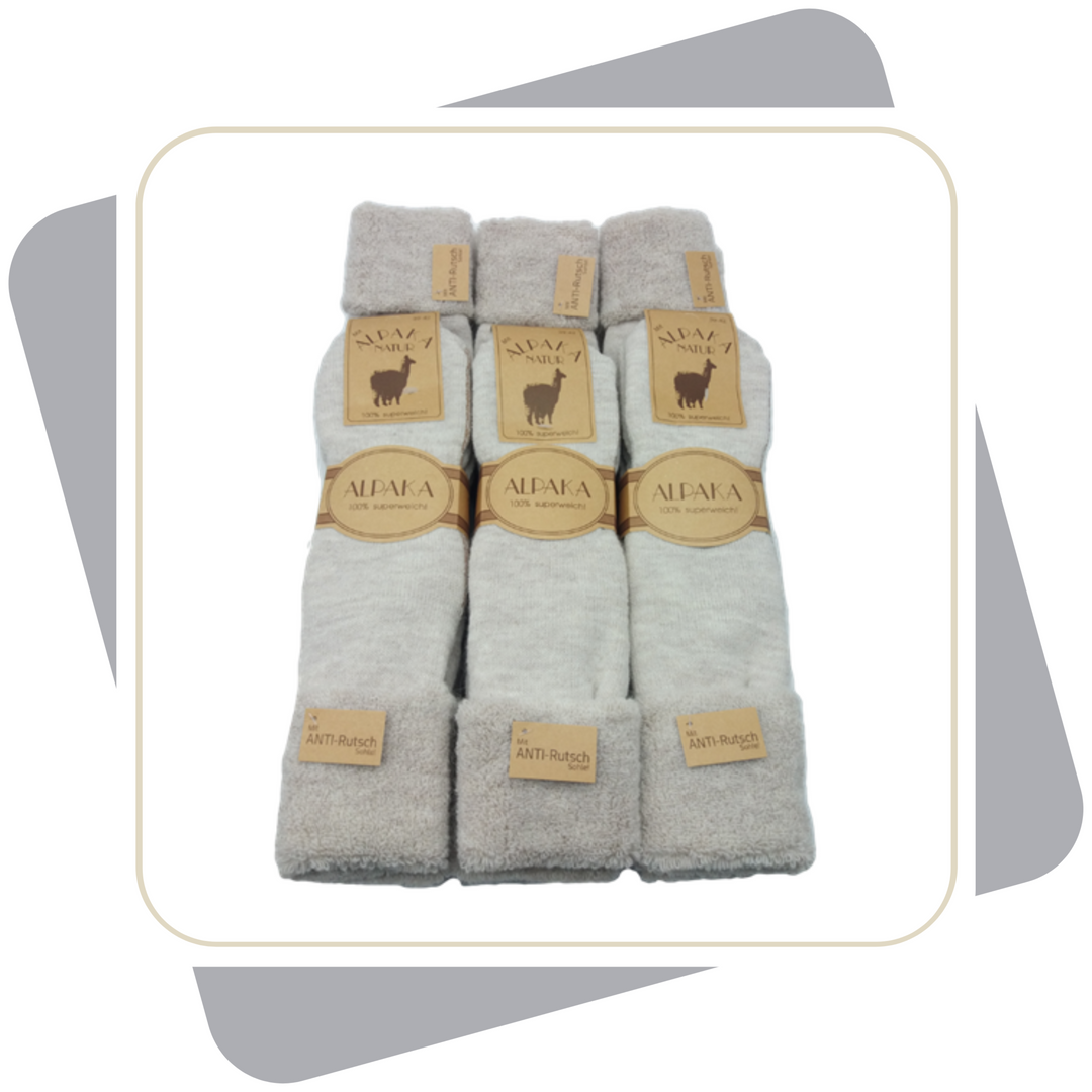 Damen Homesocks, ABS, mit Alpakawolle extra-flauschig- gefüttert \ 2 Paar