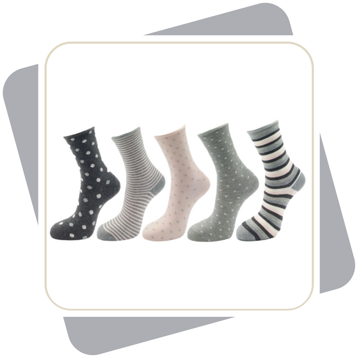 Damen Baumwollsocken mit Rollrand / 5 Paar