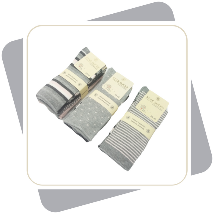 Damen Baumwollsocken mit Rollrand / 5 Paar