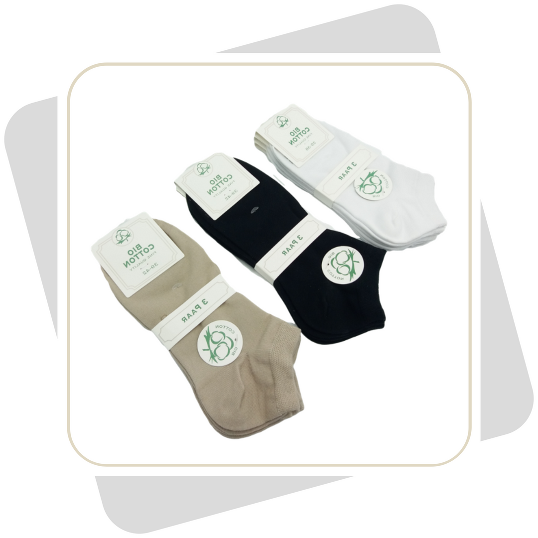 Herren Sneakersocken mit Bio-Baumwolle (Übergröße) / 3 Paar