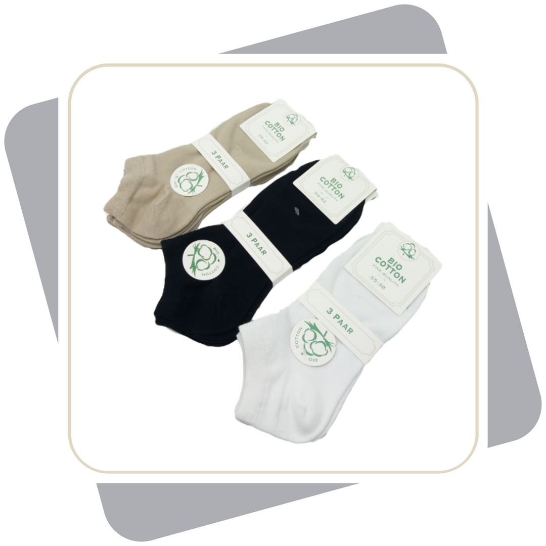 Herren Sneakersocken mit Bio-Baumwolle (Übergröße) / 3 Paar