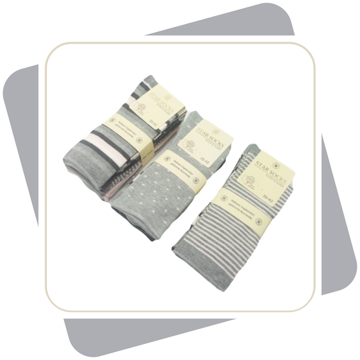 Damen Baumwollsocken mit Rollrand / 5 Paar