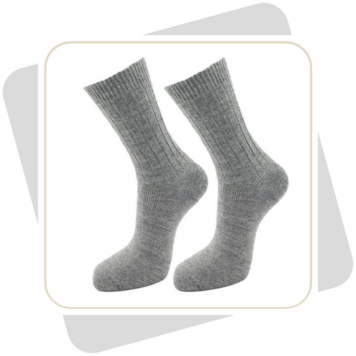 Damen 100% Wollsocken mit Alpaka und Schafwolle, dünne Qualität / 2 Paar