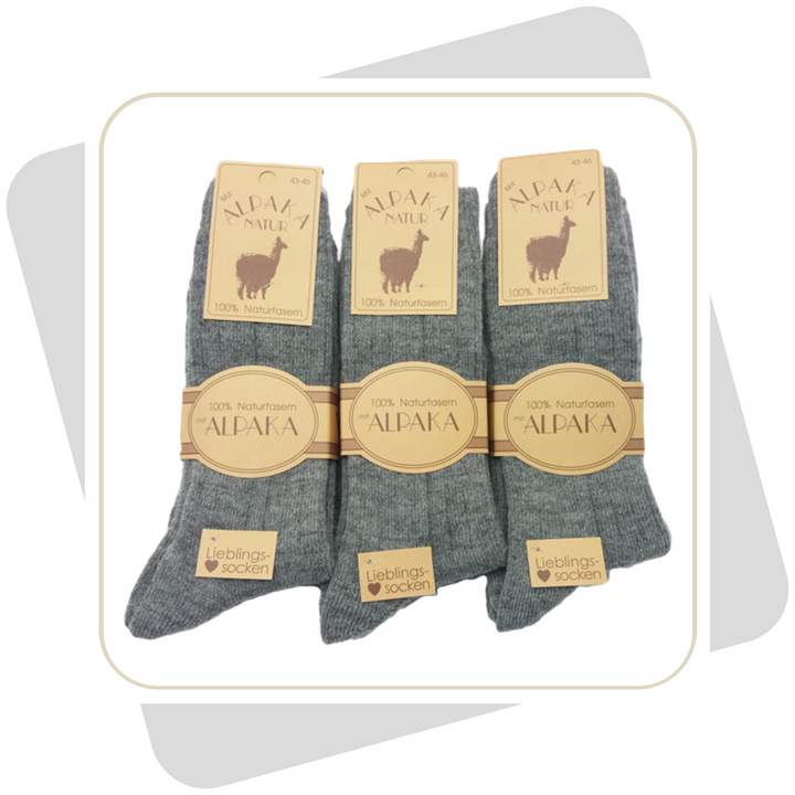 Damen 100% Wollsocken mit Alpaka und Schafwolle, dünne Qualität / 2 Paar