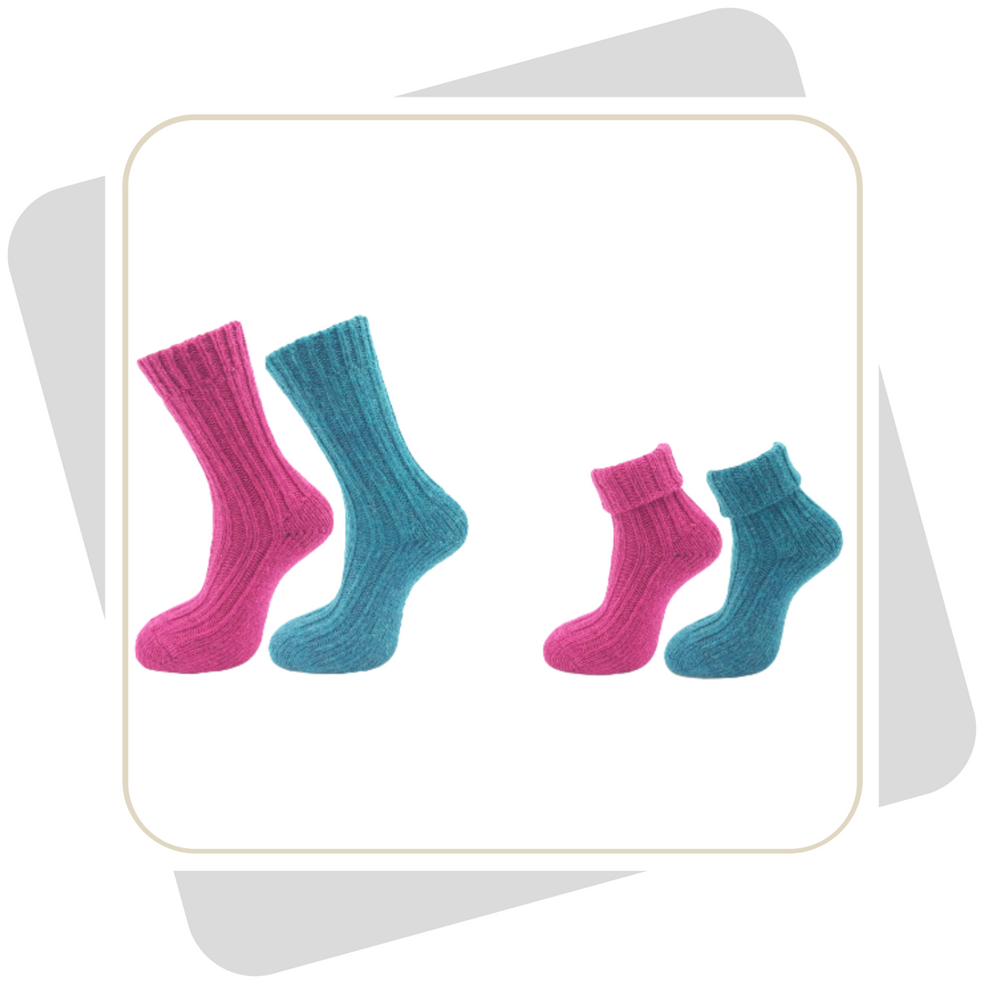 Damen Wollsocken mit Alpakawolle, schwere Qualität bunt / 2 Paar