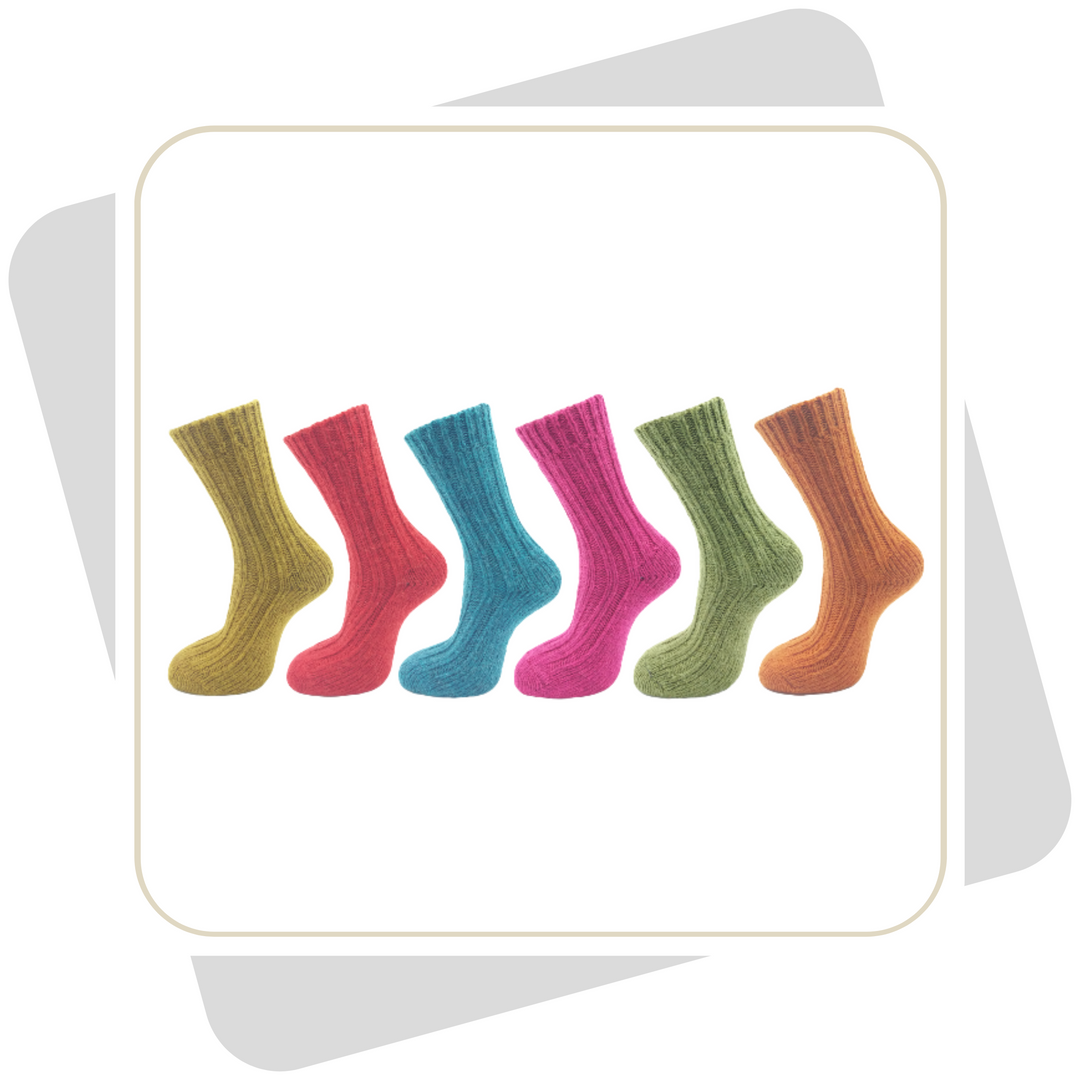 Damen Wollsocken mit Alpakawolle, schwere Qualität bunt / 2 Paar