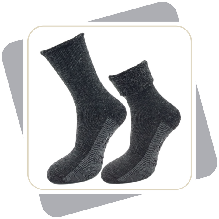 Damen Homesocks, ABS, mit Alpakawolle extra-flauschig- gefüttert \ 2 Paar